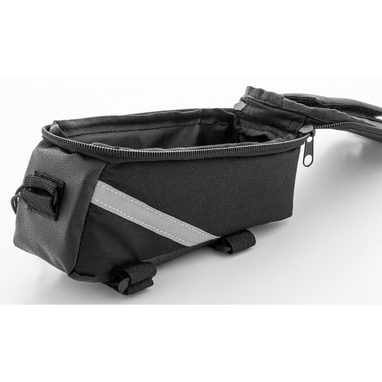 Geantă de bicicletă cu suport pentru telefon mobil, RPET Velofon Negru