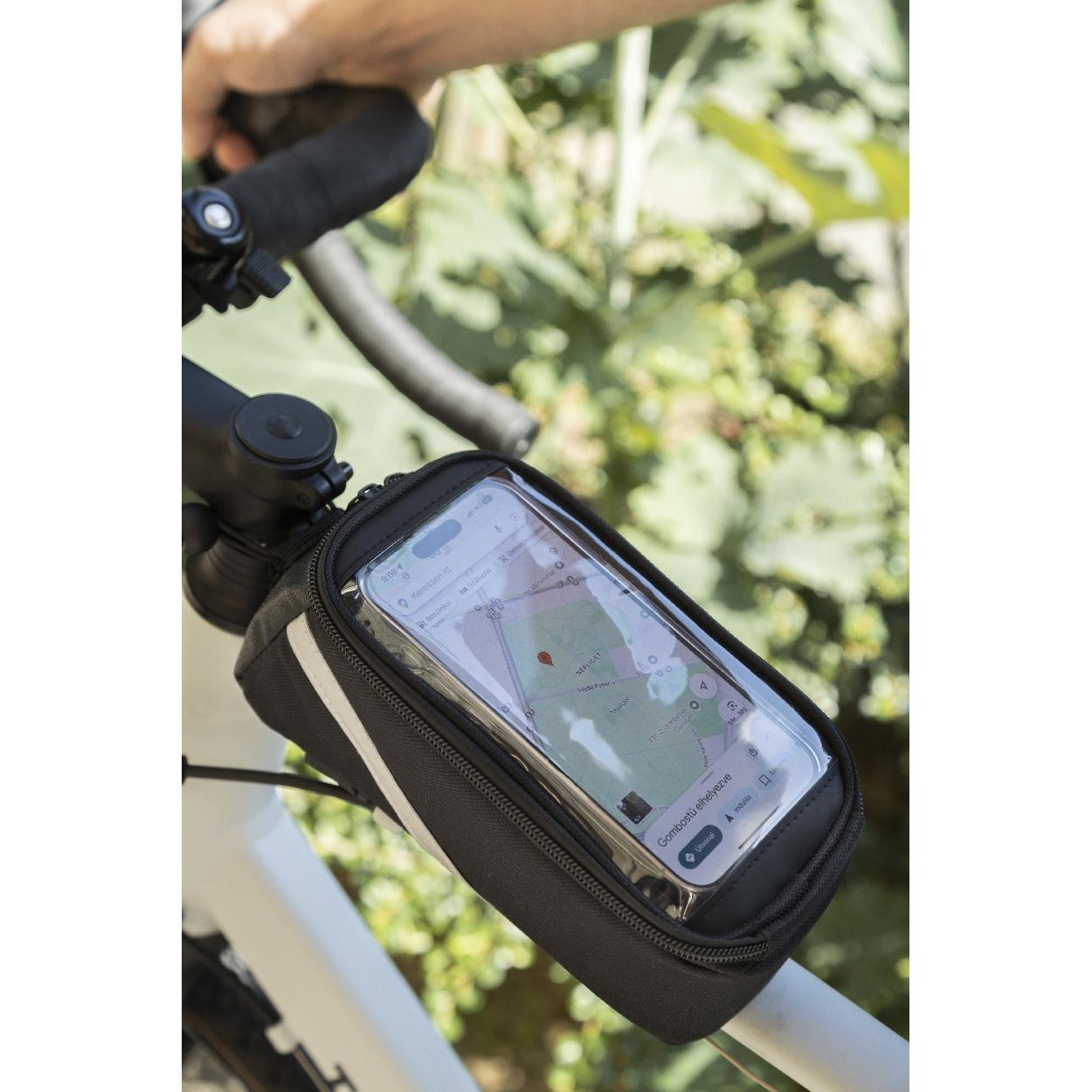 Geantă de bicicletă cu suport pentru telefon mobil, RPET Velofon Negru