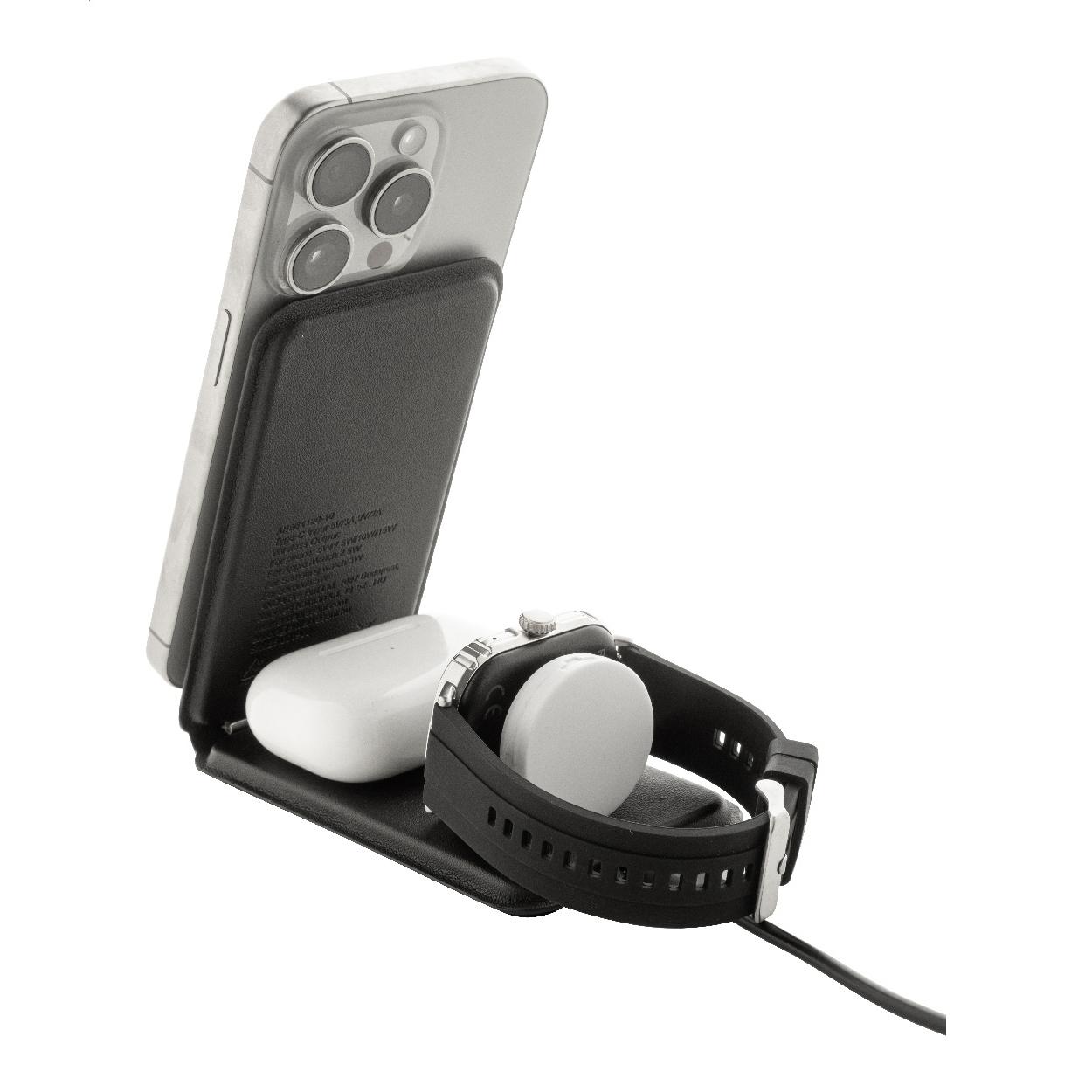 Încărcător wireless cu suport pentru telefon mobil, RPU LuxCharge Stand Negru