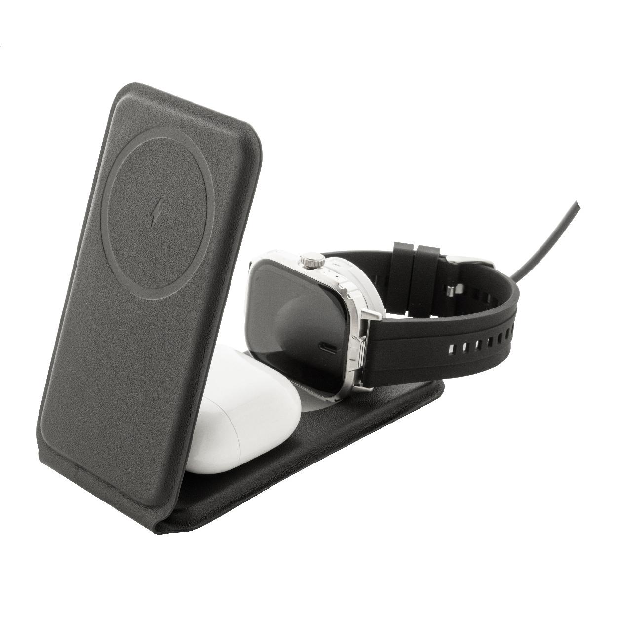 Încărcător wireless cu suport pentru telefon mobil, RPU LuxCharge Stand Negru