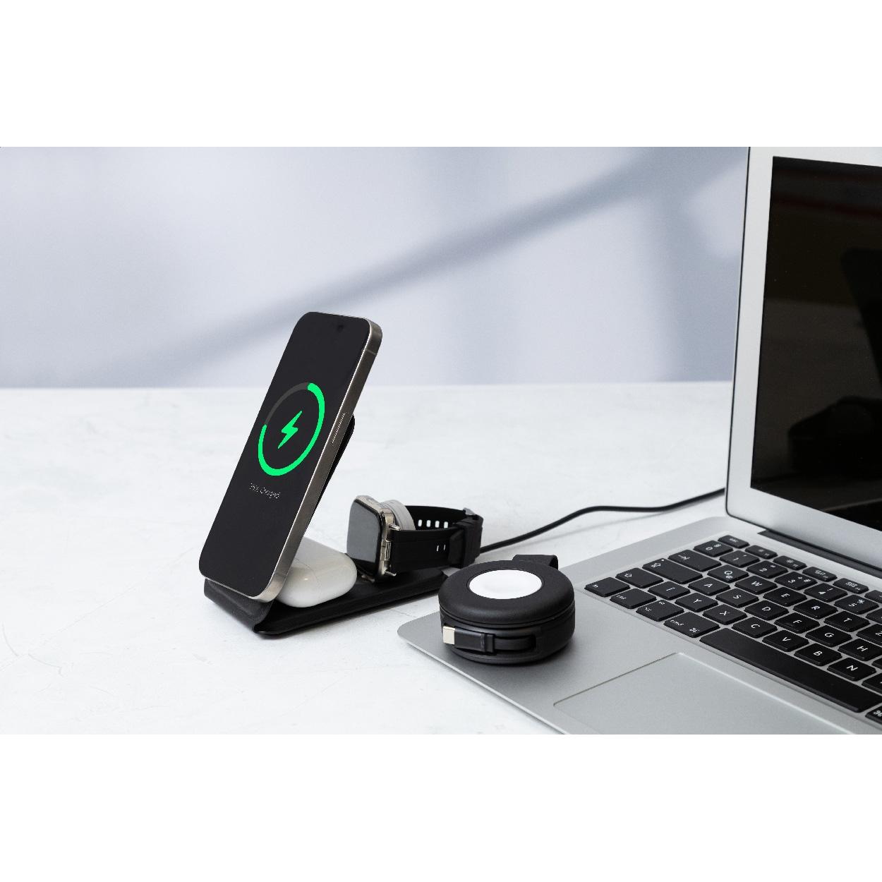 Încărcător wireless cu suport pentru telefon mobil, RPU LuxCharge Stand Negru