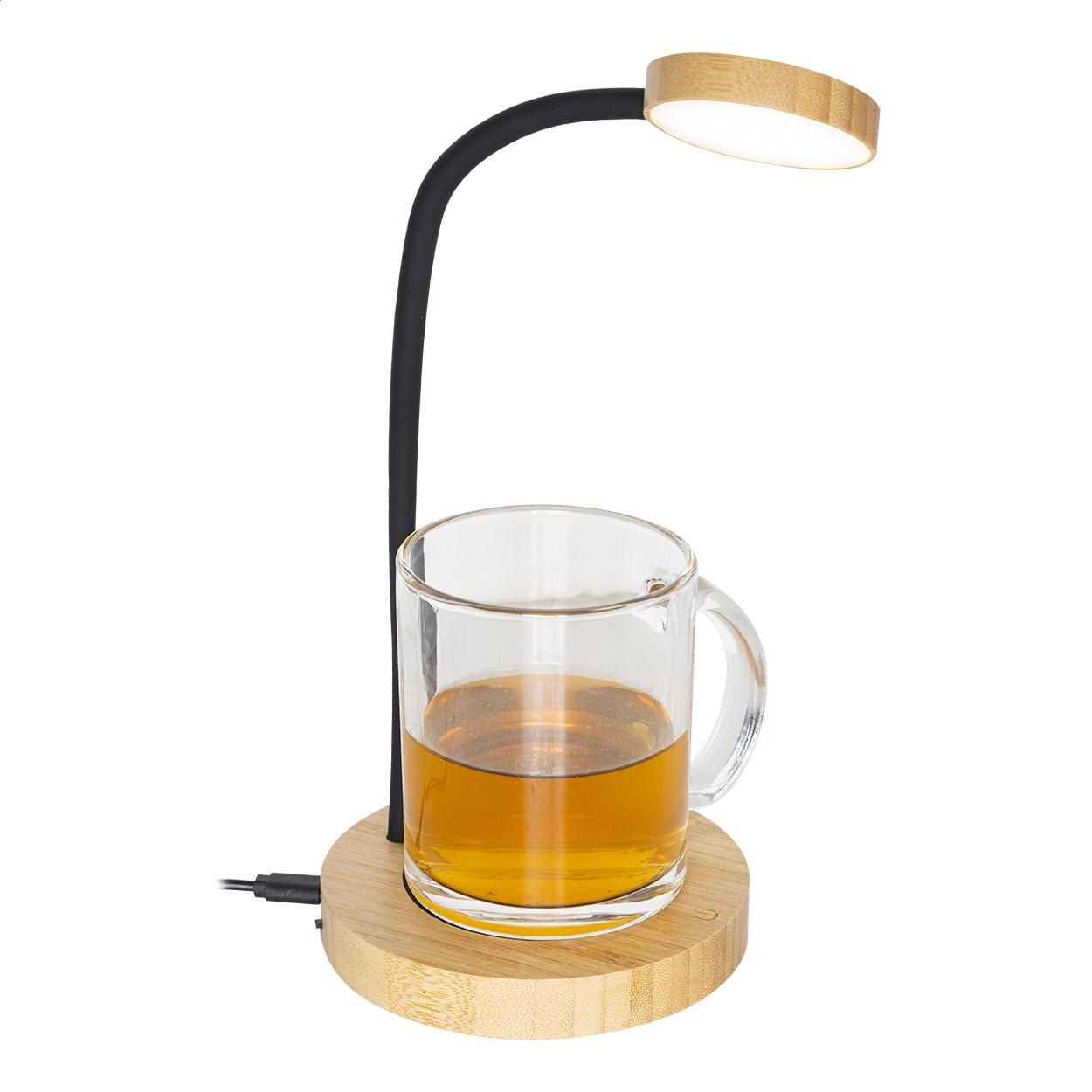 Lampă de masă cu suport pentru încălzirea cănii SipLight natural Negru