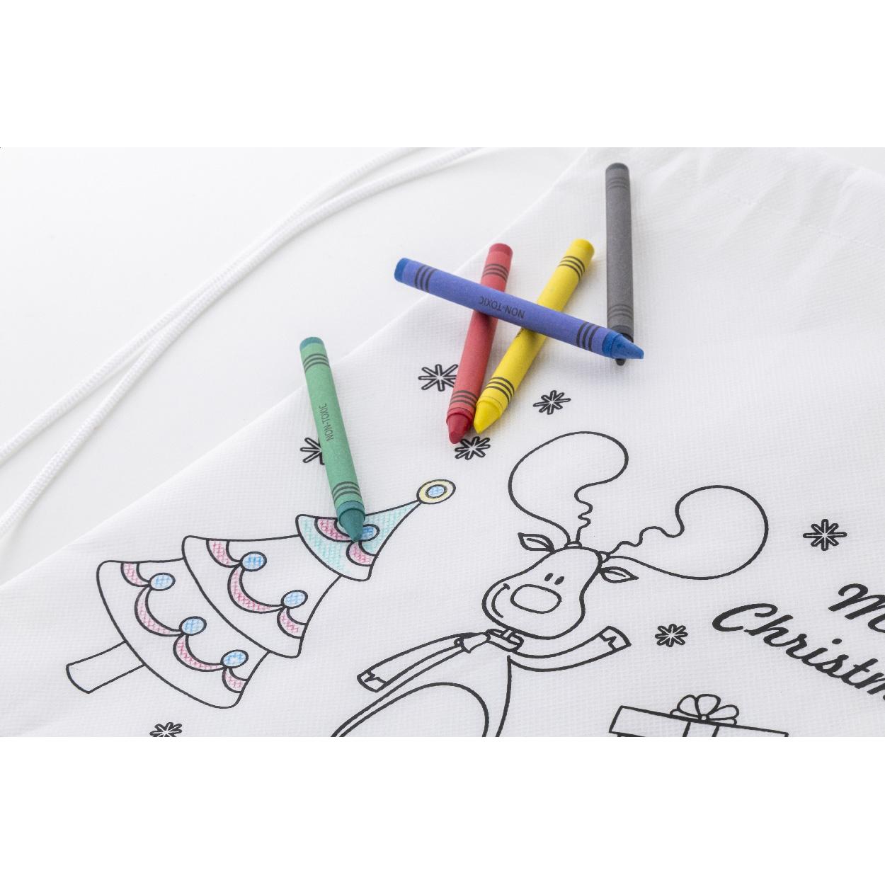 Rucsac cu șnur și set de colorat, design de Crăciun Julfar Bag A Alb