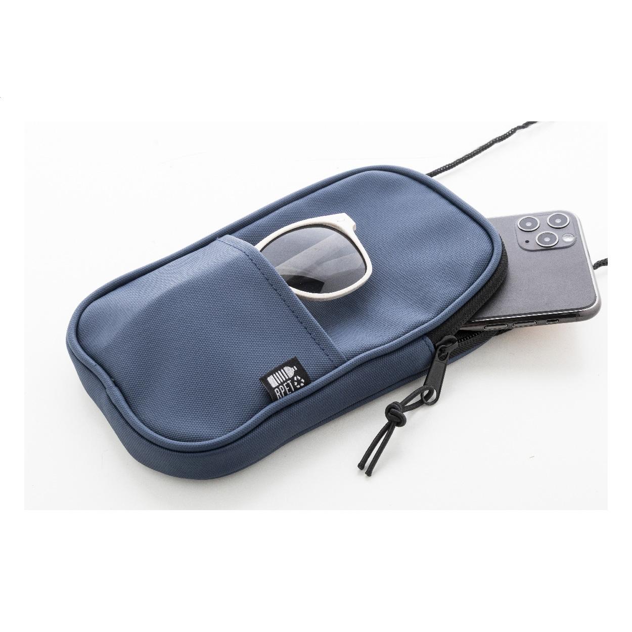 Geantă crossbody pentru telefon mobil, RPET FestiFon Albastru