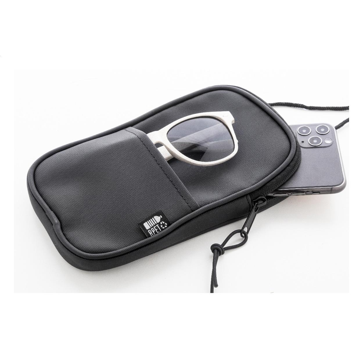 Geantă crossbody pentru telefon mobil, RPET FestiFon Negru