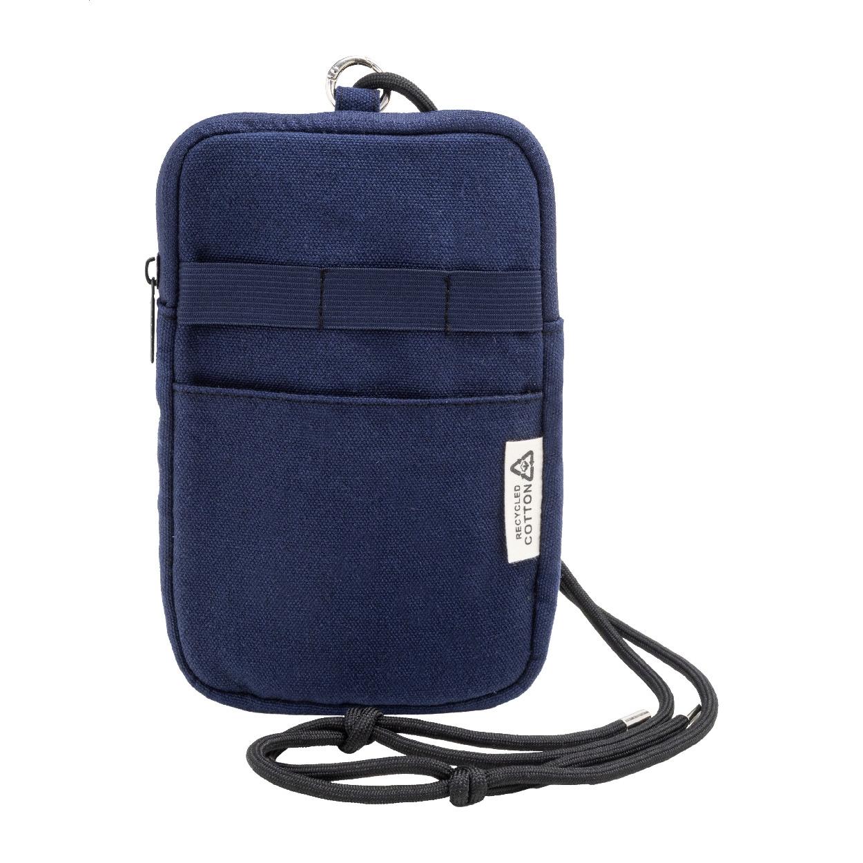 Geantă crossbody pentru telefon mobil din pânză reciclată CanvaFon Albastru