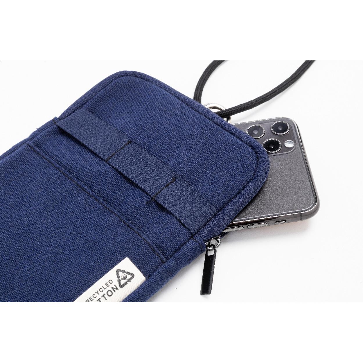 Geantă crossbody pentru telefon mobil din pânză reciclată CanvaFon Albastru