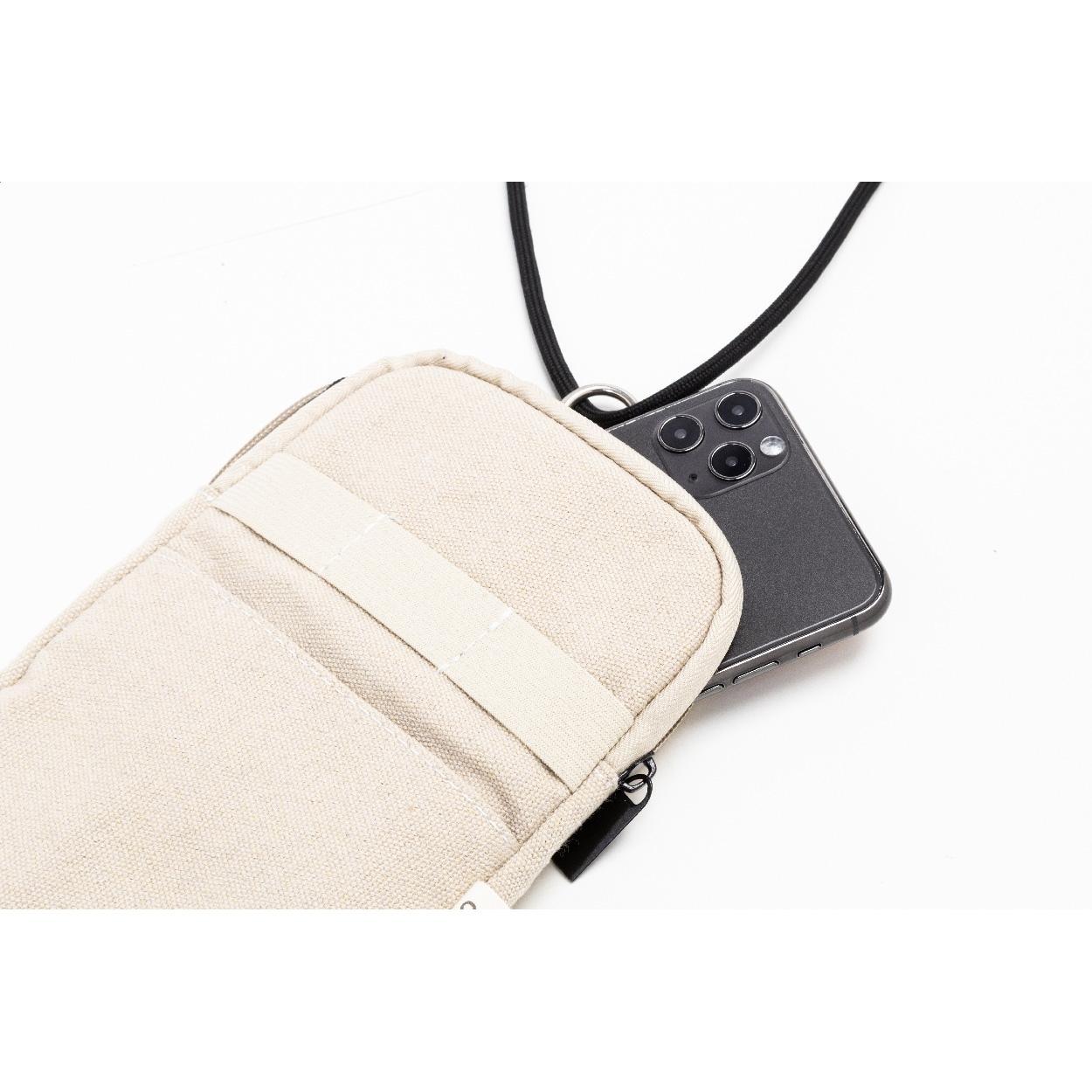 Geantă crossbody pentru telefon mobil din pânză reciclată CanvaFon natural