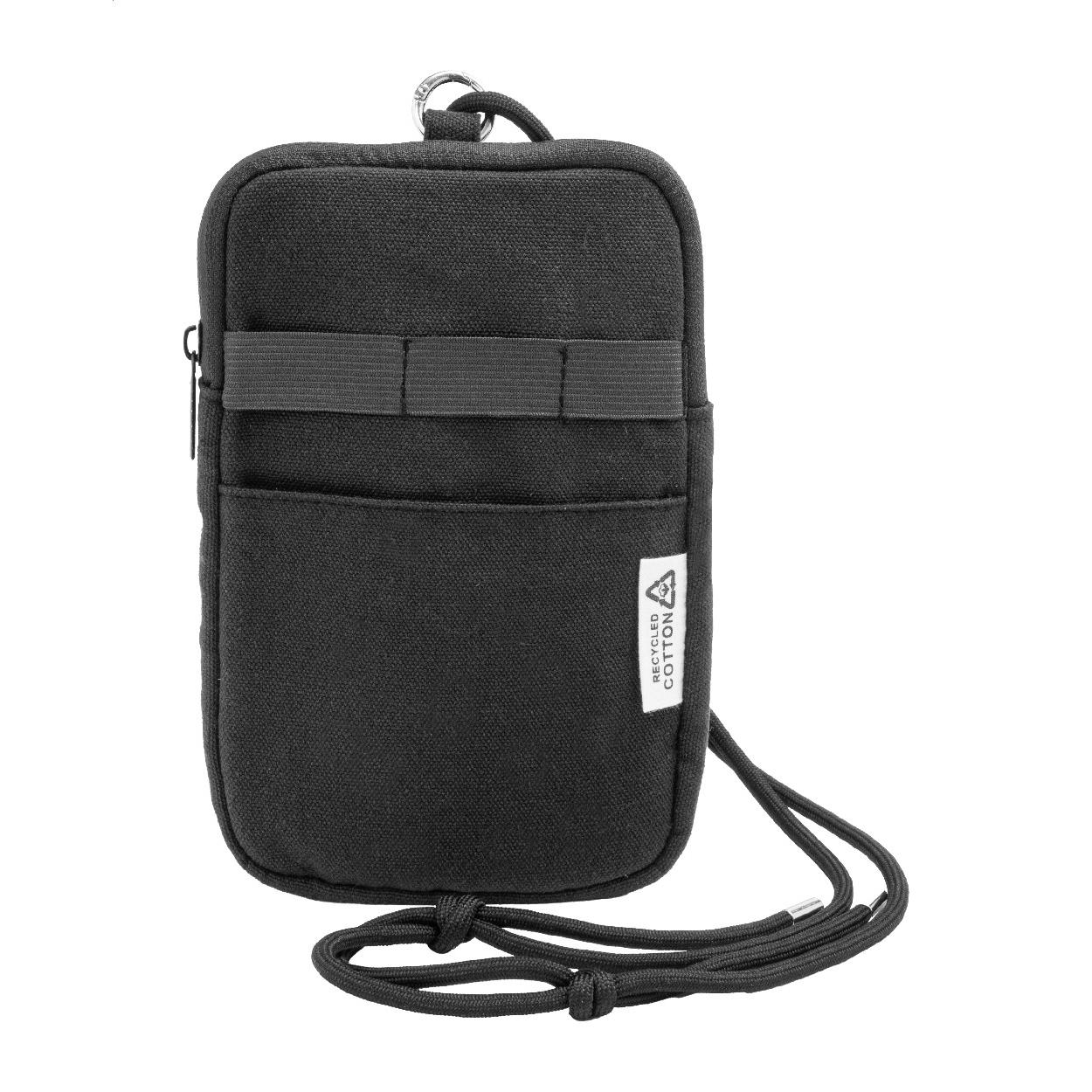 Geantă crossbody pentru telefon mobil din pânză reciclată CanvaFon Negru