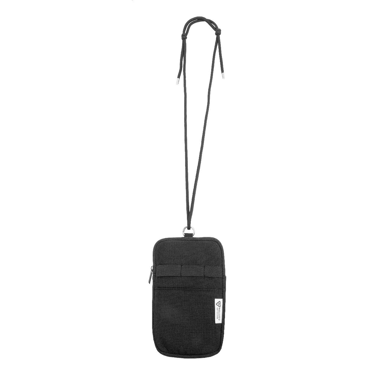 Geantă crossbody pentru telefon mobil din pânză reciclată CanvaFon Negru