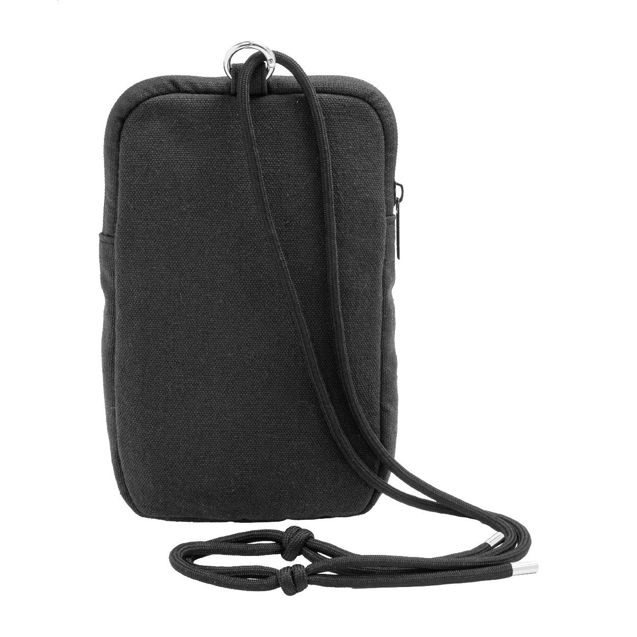 Geantă crossbody pentru telefon mobil din pânză reciclată CanvaFon Negru