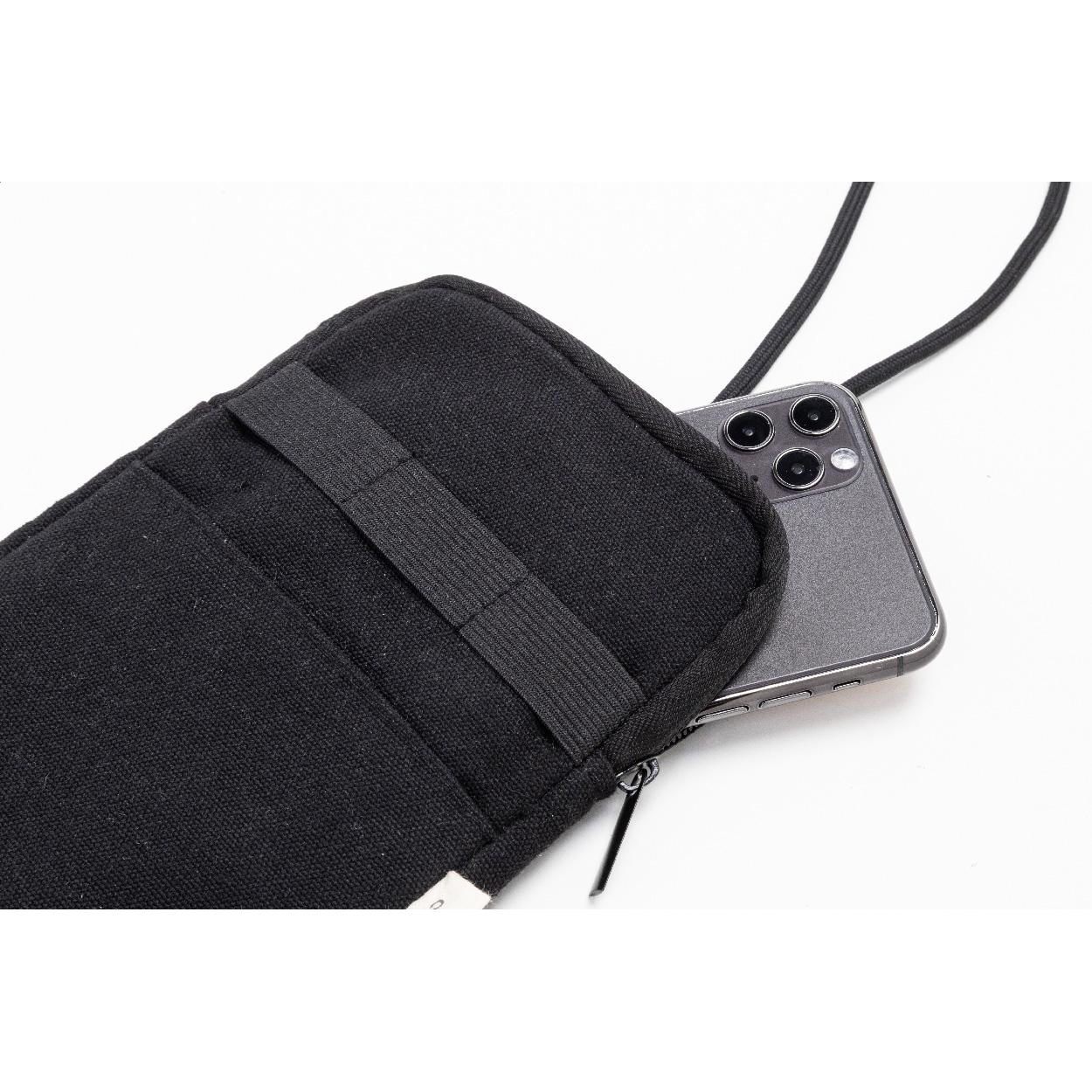 Geantă crossbody pentru telefon mobil din pânză reciclată CanvaFon Negru