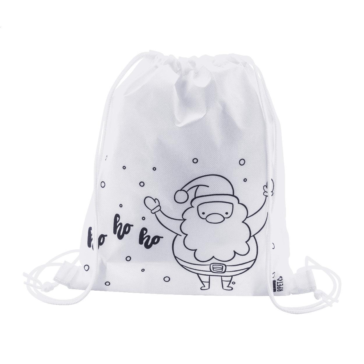 Rucsac cu șnur și set de colorat, design de Crăciun Julfar Bag B Alb