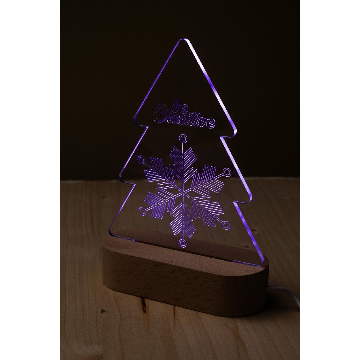 Trofeu LED brad de Crăciun Woodify Xmas transparent natural