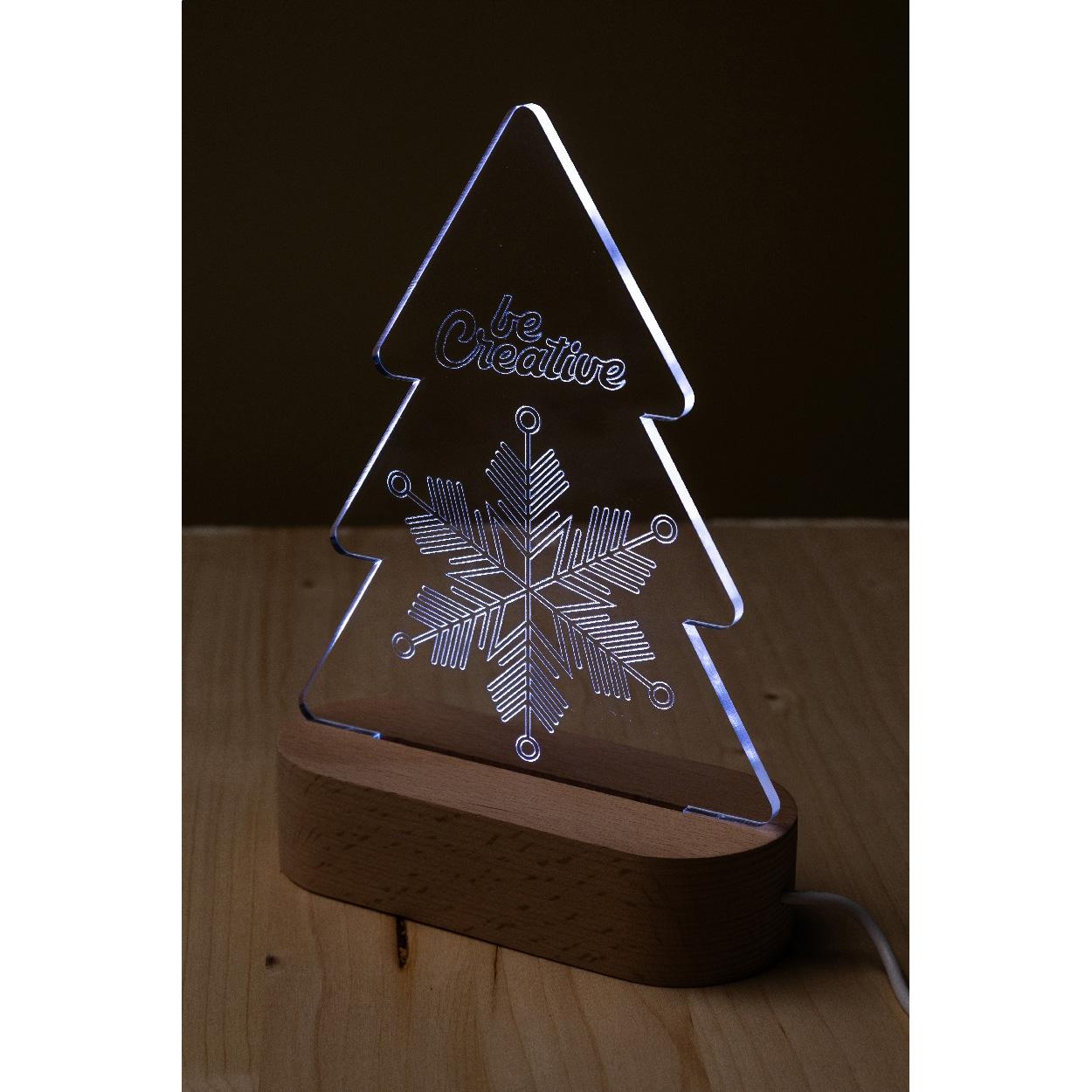 Trofeu LED brad de Crăciun Woodify Xmas transparent natural