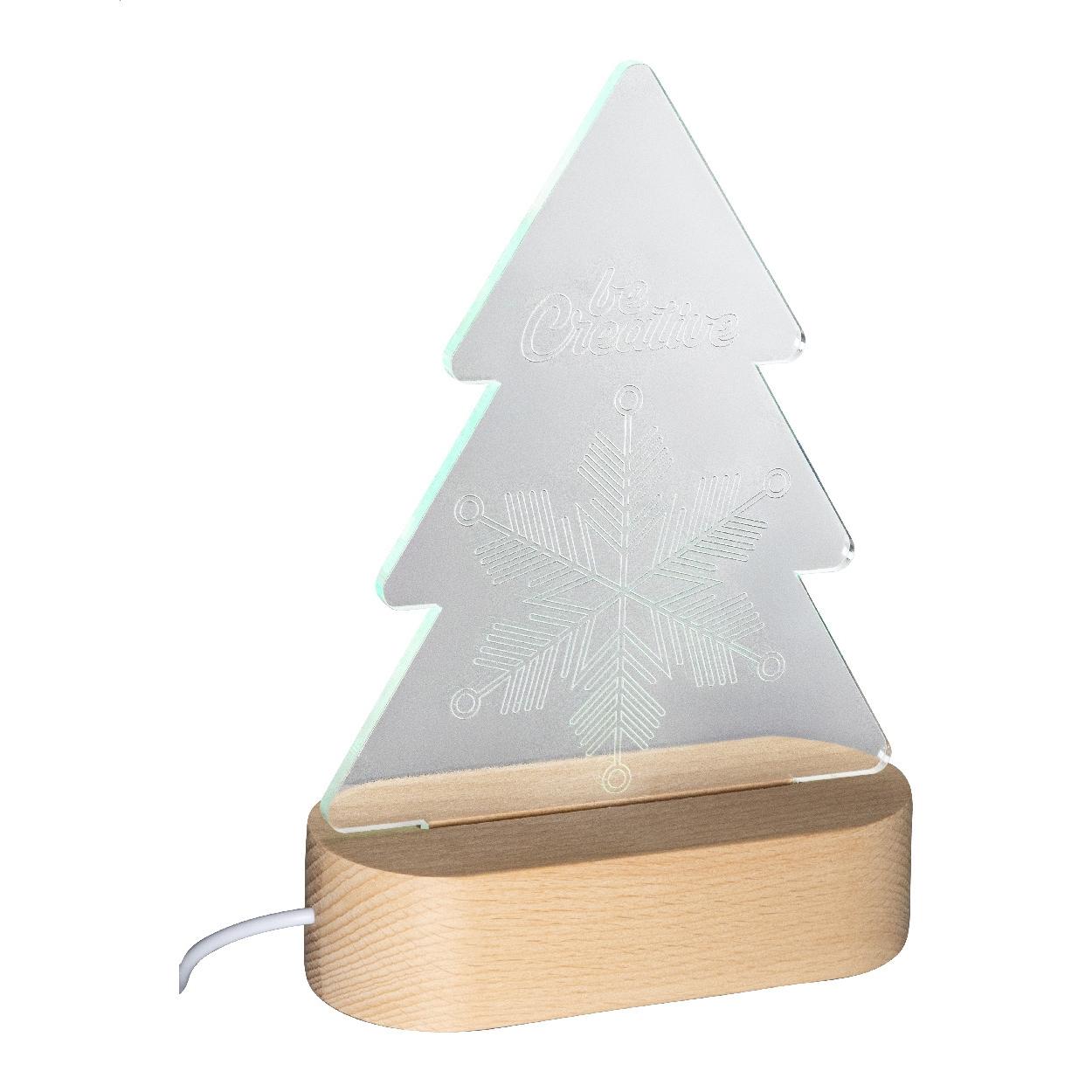 Trofeu LED brad de Crăciun Woodify Xmas transparent natural