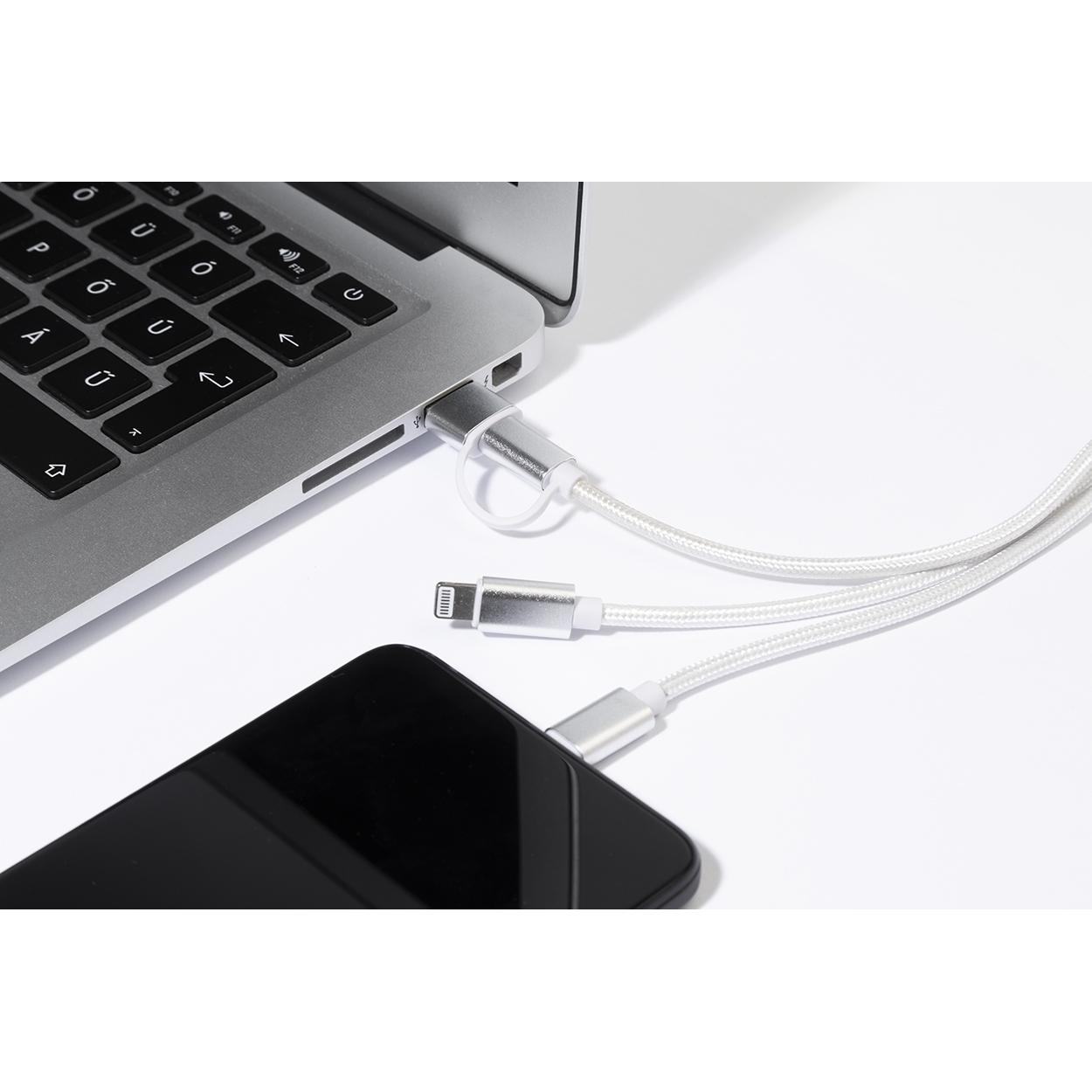 Breloc cu cablu de încărcare USB Rafob argintiu
