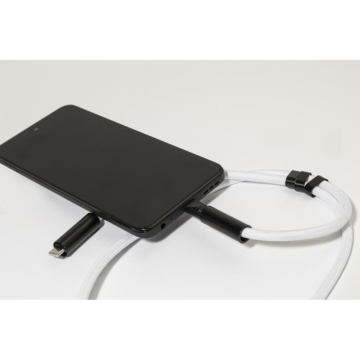 Cablu 60 W pentru telefon mobil, RPET HolCharge Alb