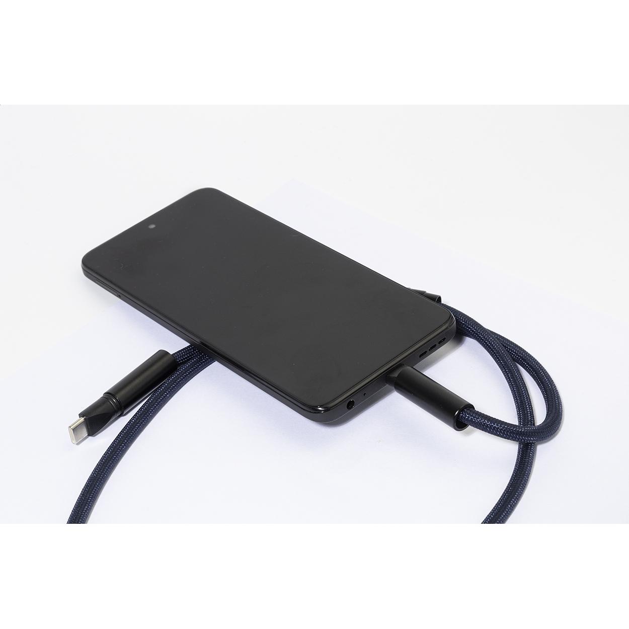 Cablu 60 W pentru telefon mobil, RPET HolCharge albastru închis