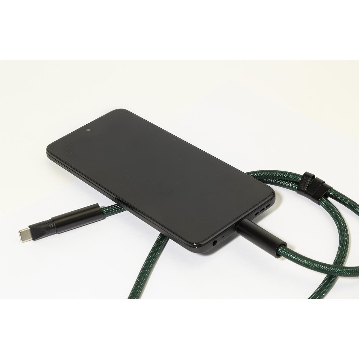 Cablu 60 W pentru telefon mobil, RPET HolCharge verde închis
