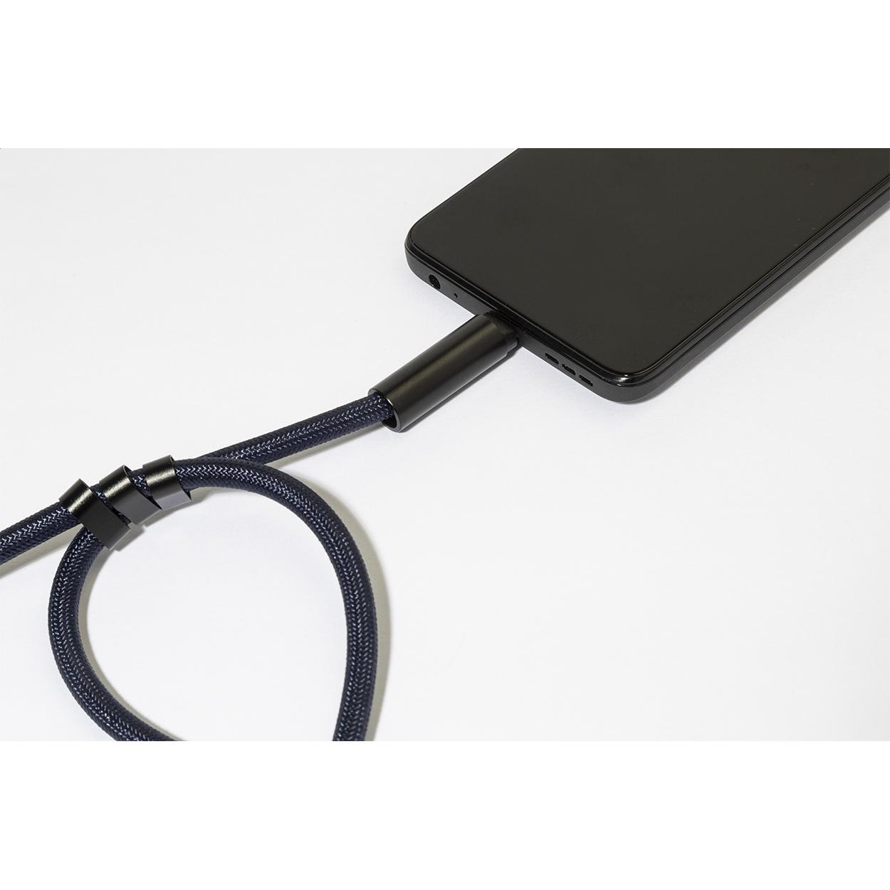 Brățară 60 W pentru telefon mobil, RPET CuffCharge albastru închis