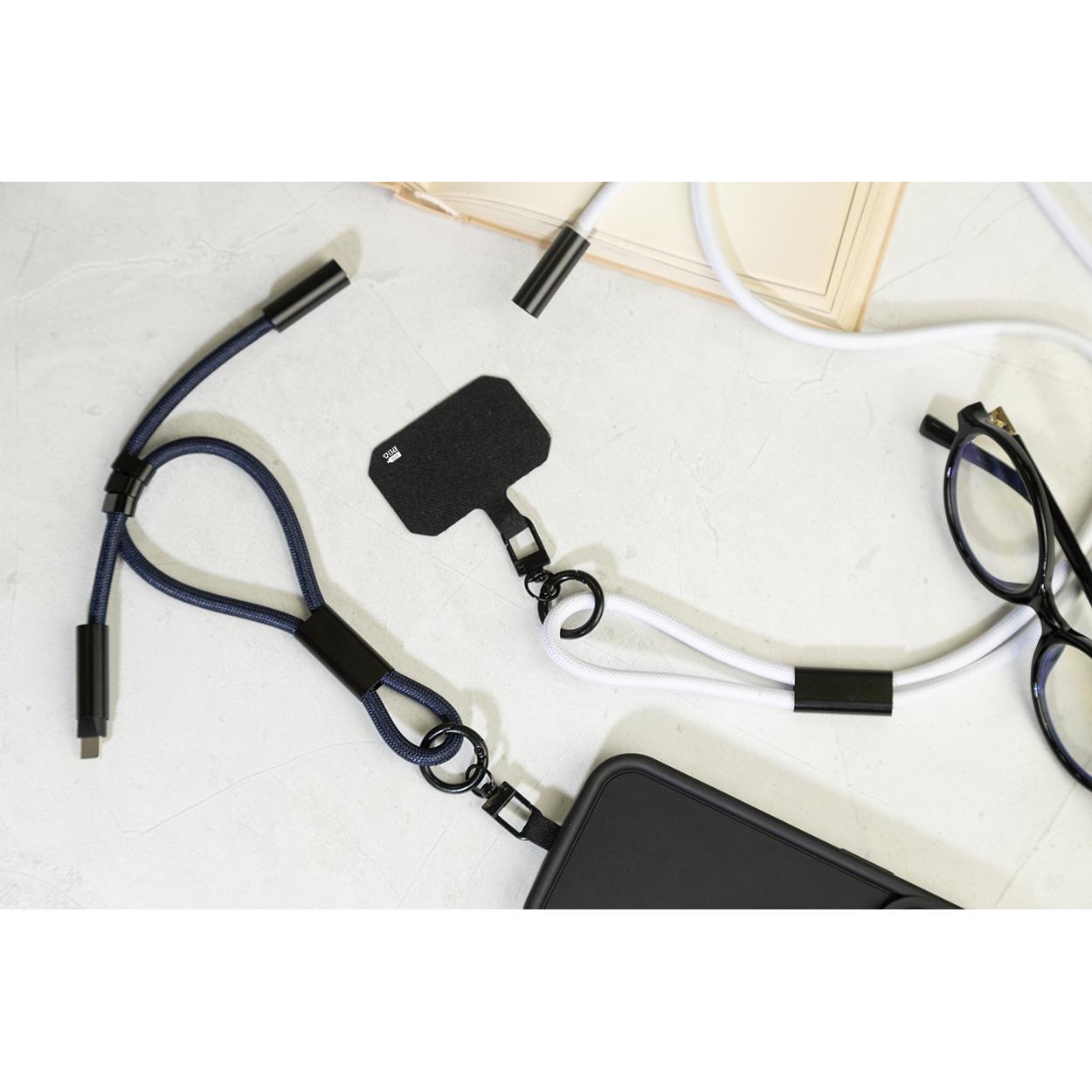 Brățară 60 W pentru telefon mobil, RPET CuffCharge albastru închis