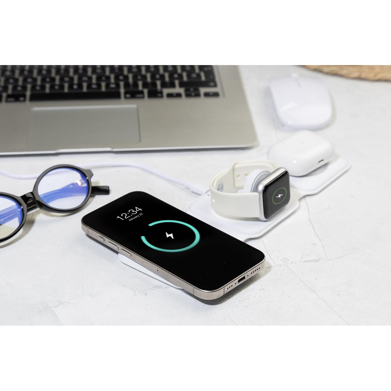 Încărcător wireless RABS 3 în 1 FolCharge Alb