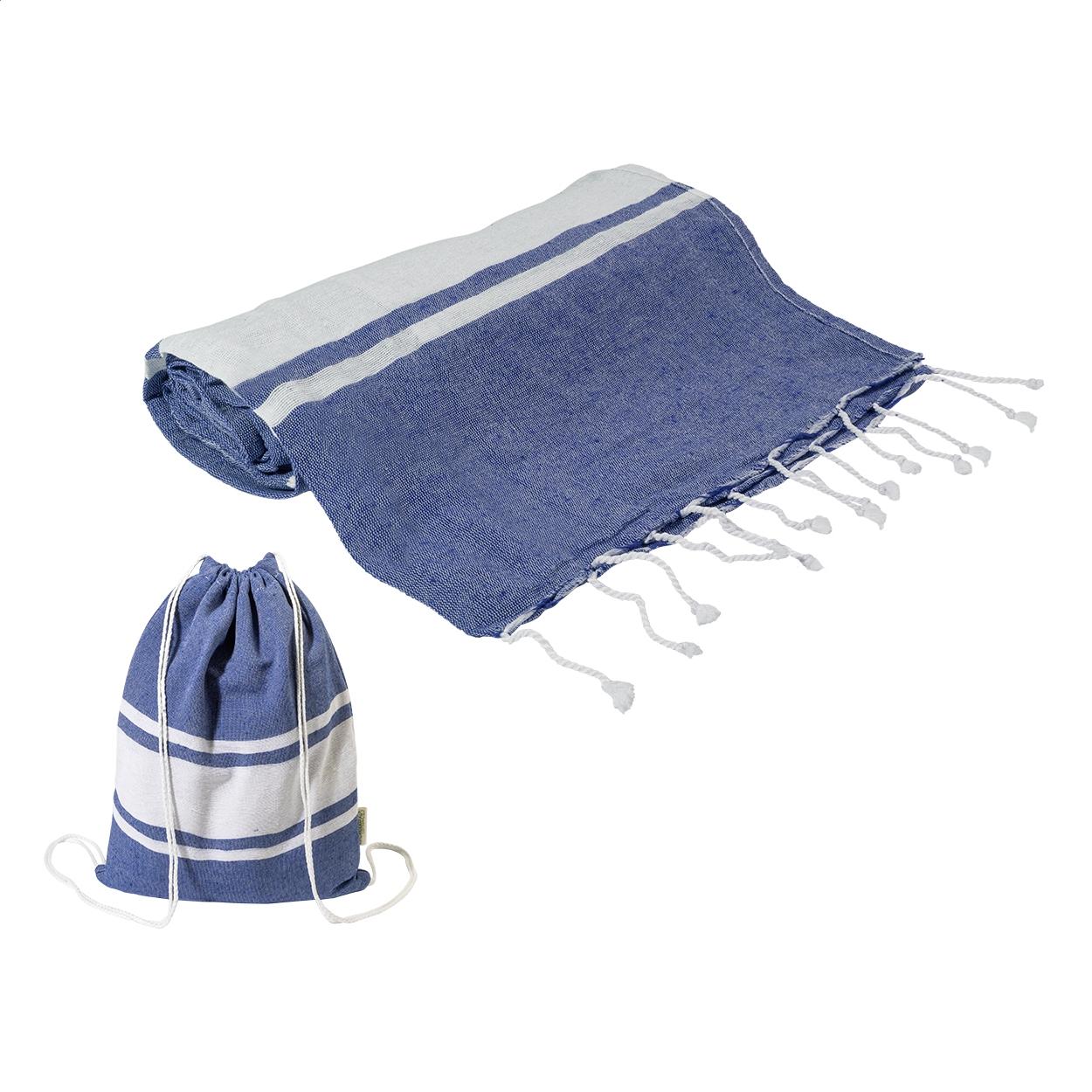 Prosop de plajă din bumbac reciclat și săculeț cu șnur Tortuga