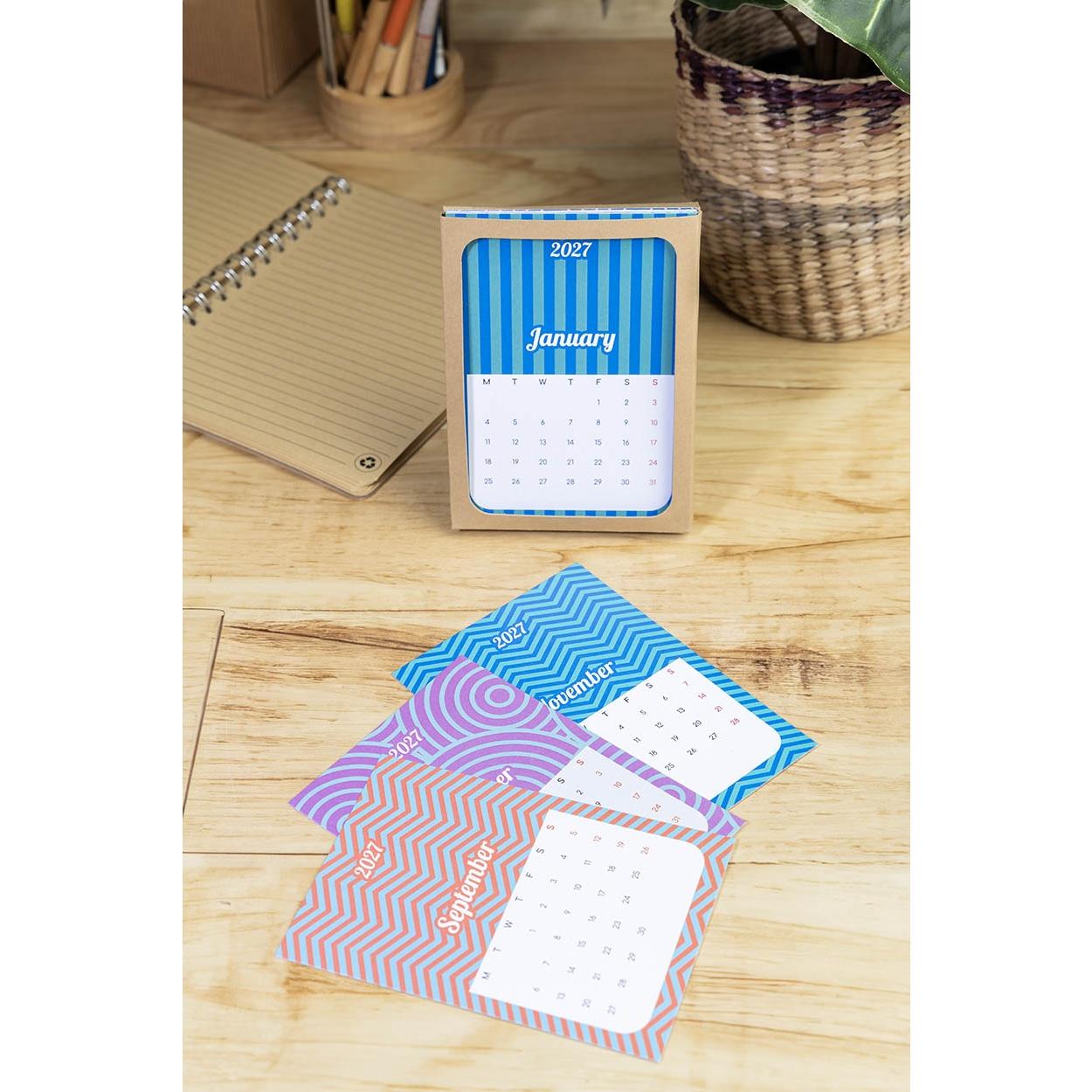 Calendar de birou personalizat CreaDate Shuffle Alb