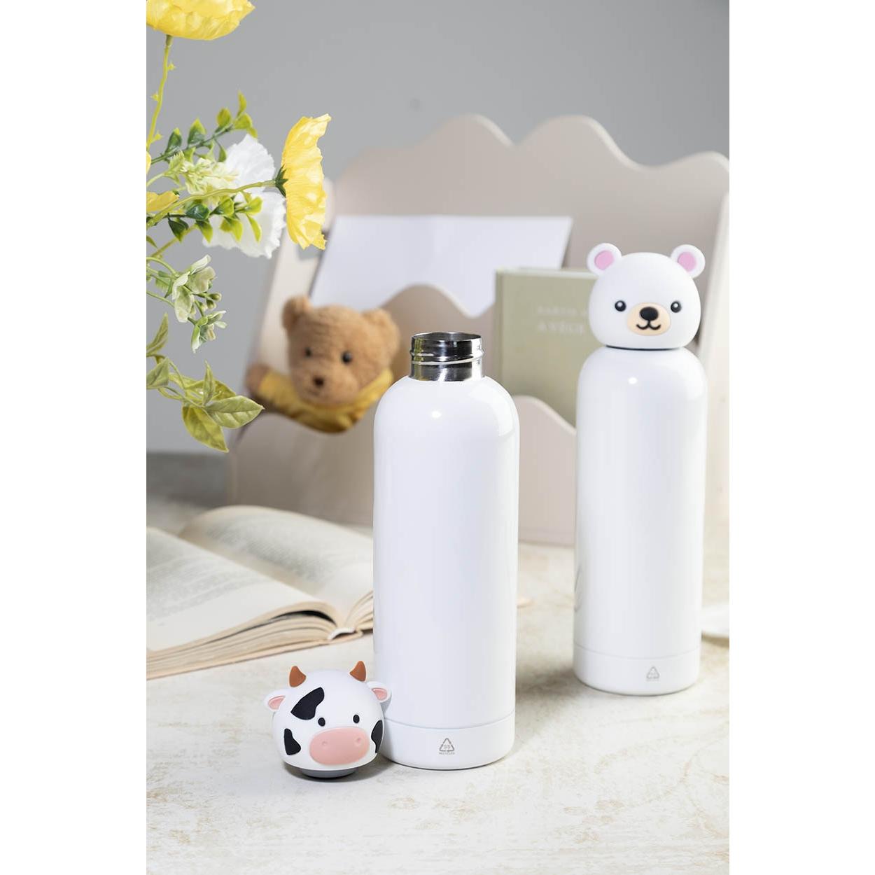 Sticlă termoizolantă pentru copii cu model rață ZooSip Alb