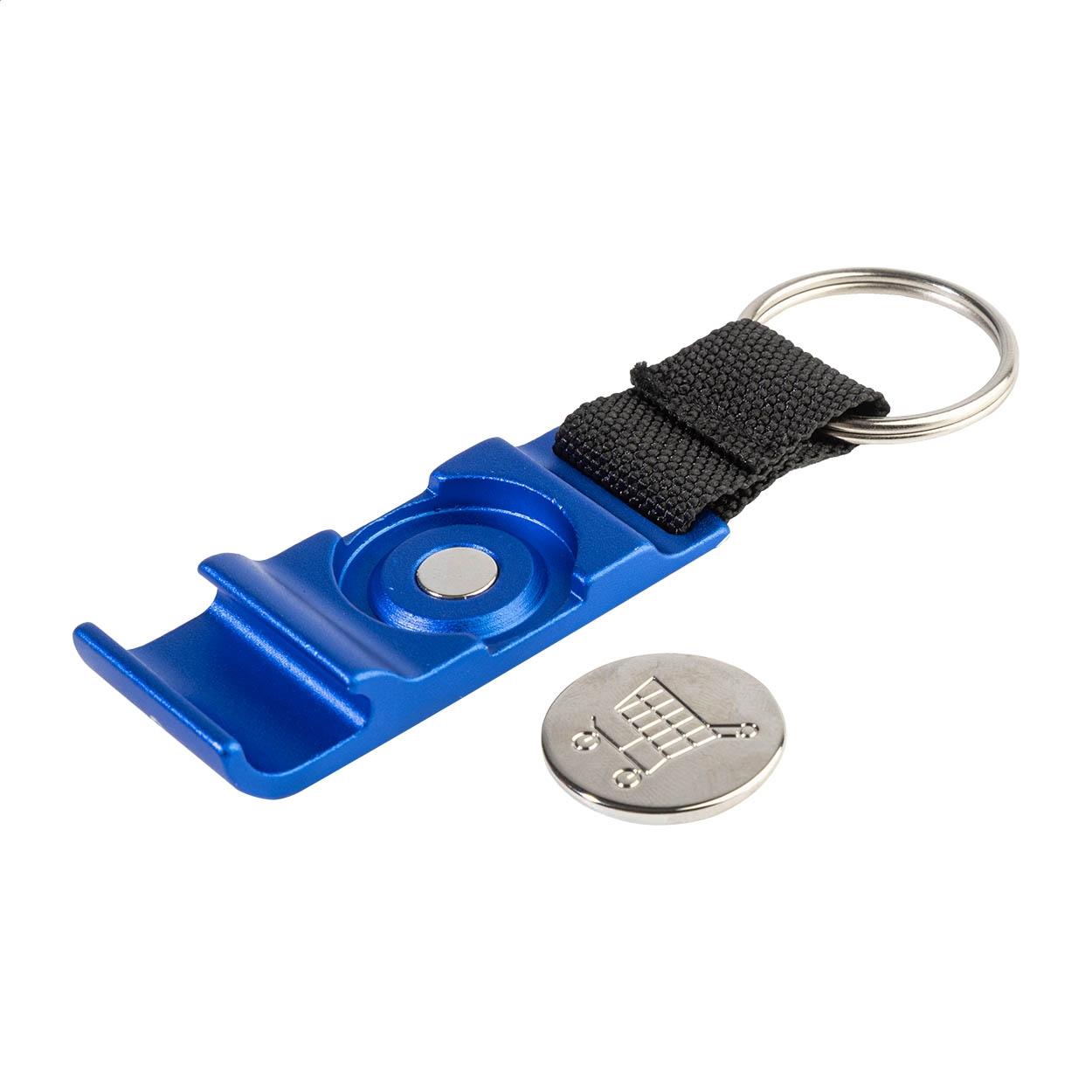 Breloc cu deschizător de sticle și fisă cărucior OpenCart Albastru
