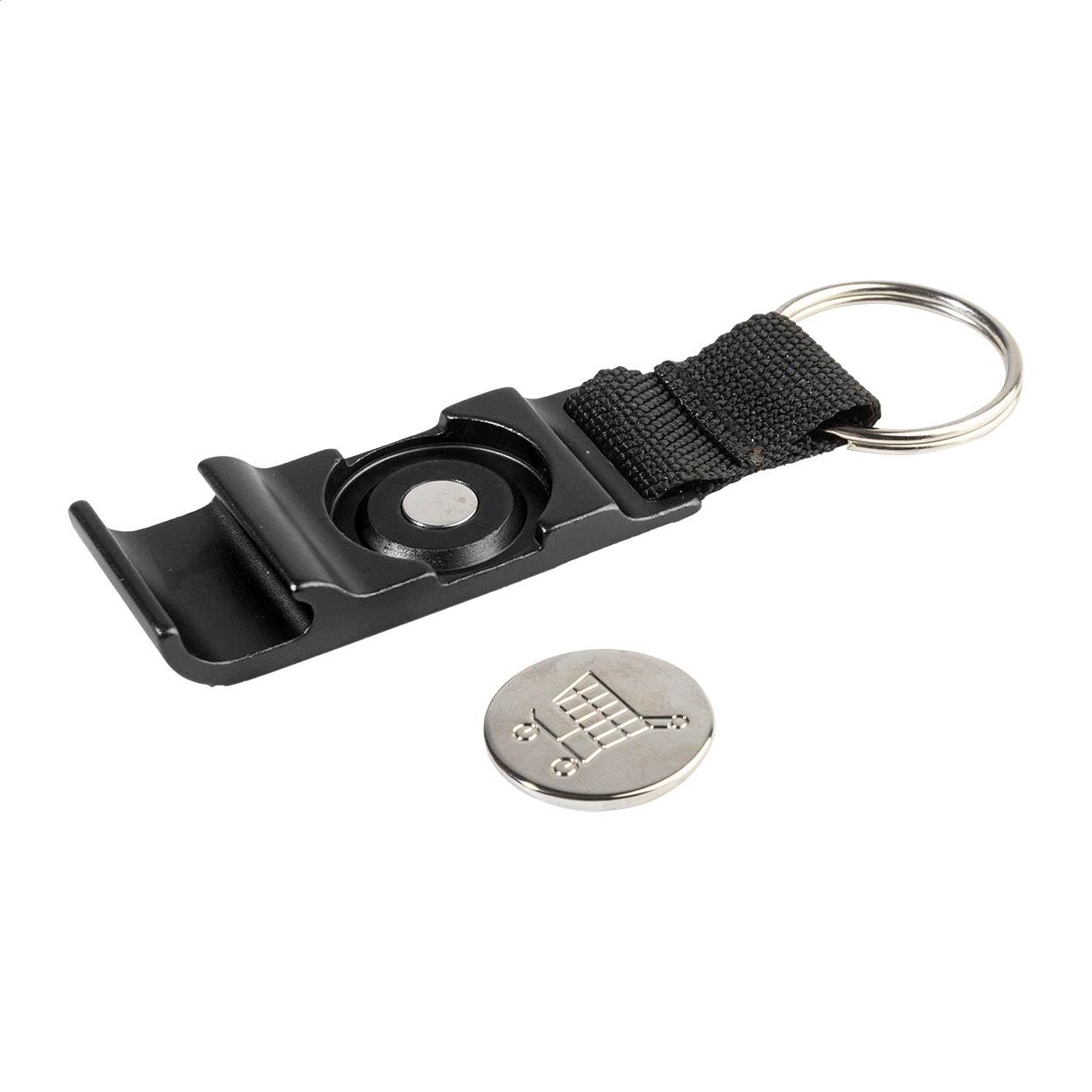 Breloc cu deschizător de sticle și fisă cărucior OpenCart Negru