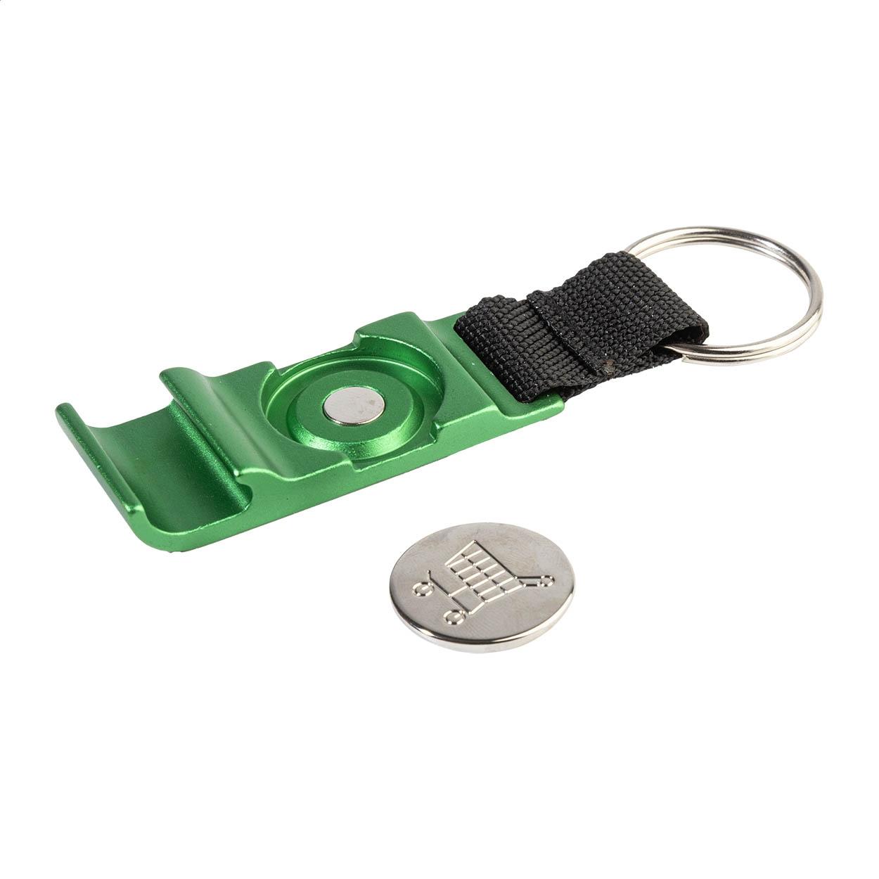 Breloc cu deschizător de sticle și fisă cărucior OpenCart Verde