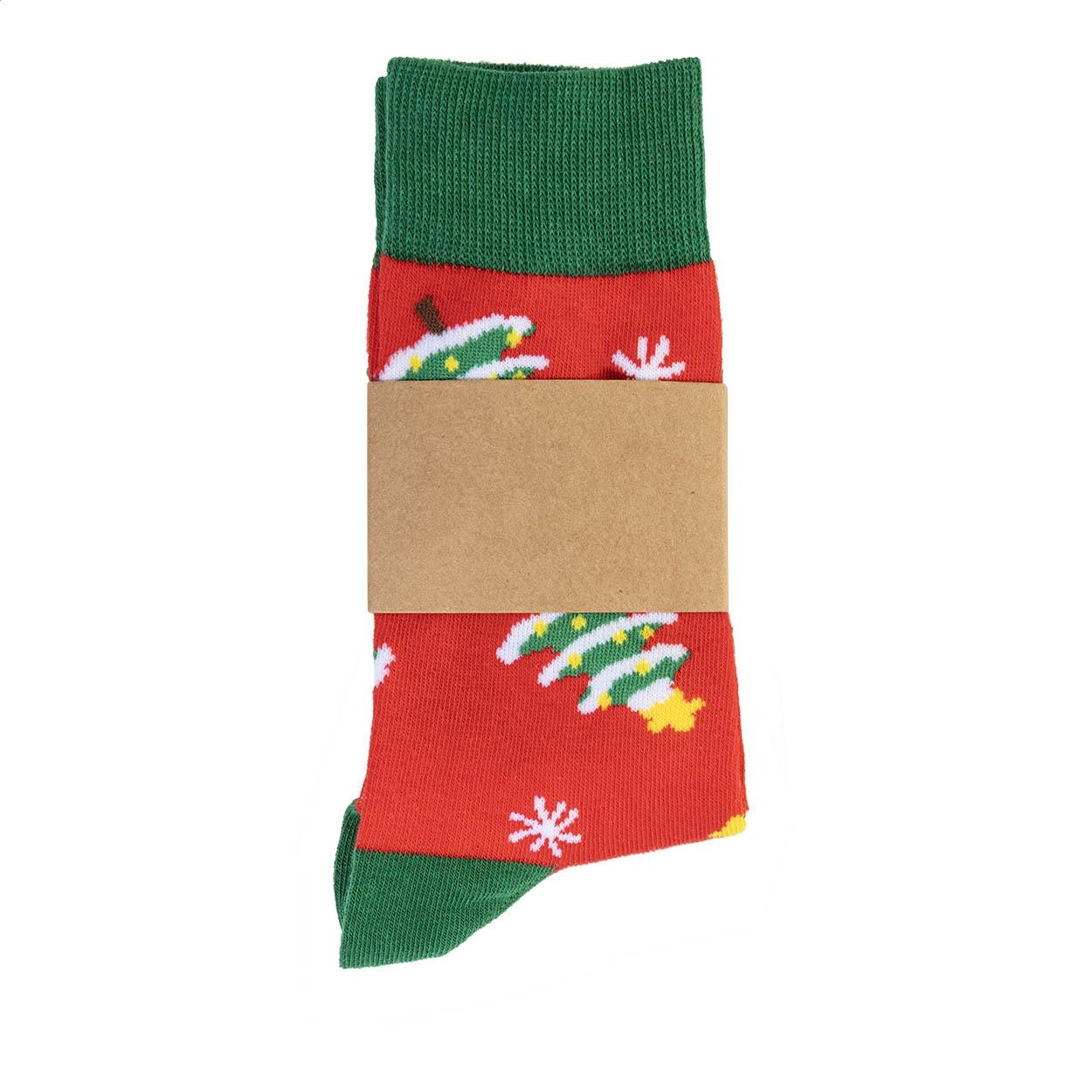 Șosete de Crăciun cu model om de zăpadă Julsokka Roșu Verde