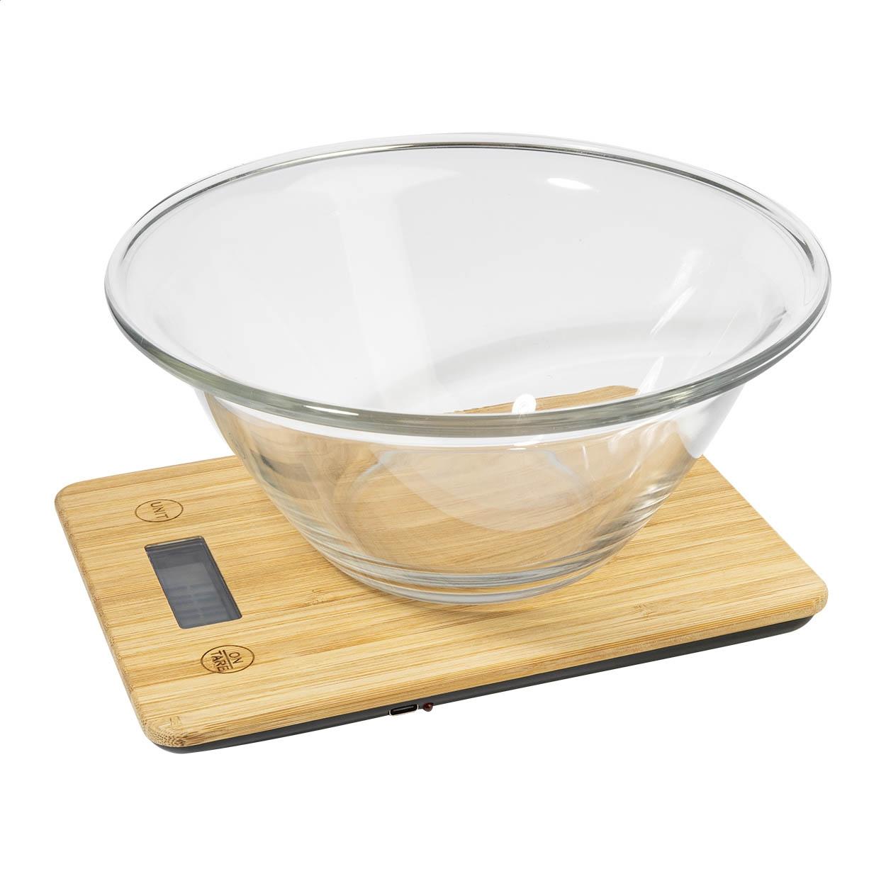 Cântar de bucătărie reîncărcabil BamCook natural