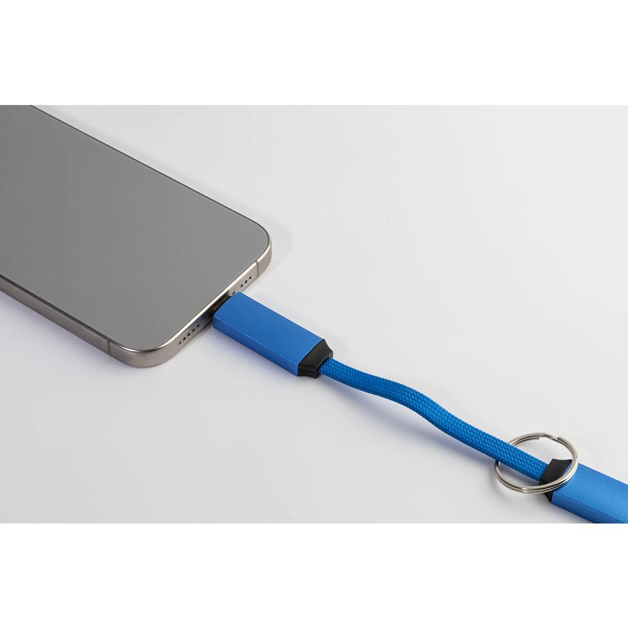 Breloc cu cablu USB-C de 60 W Keycab Albastru