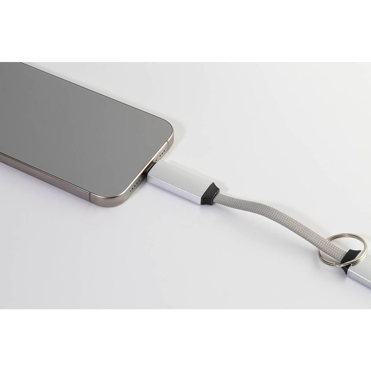 Breloc cu cablu USB-C de 60 W Keycab Argintiu