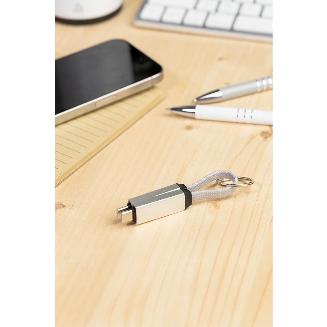 Breloc cu cablu USB-C de 60 W Keycab Argintiu