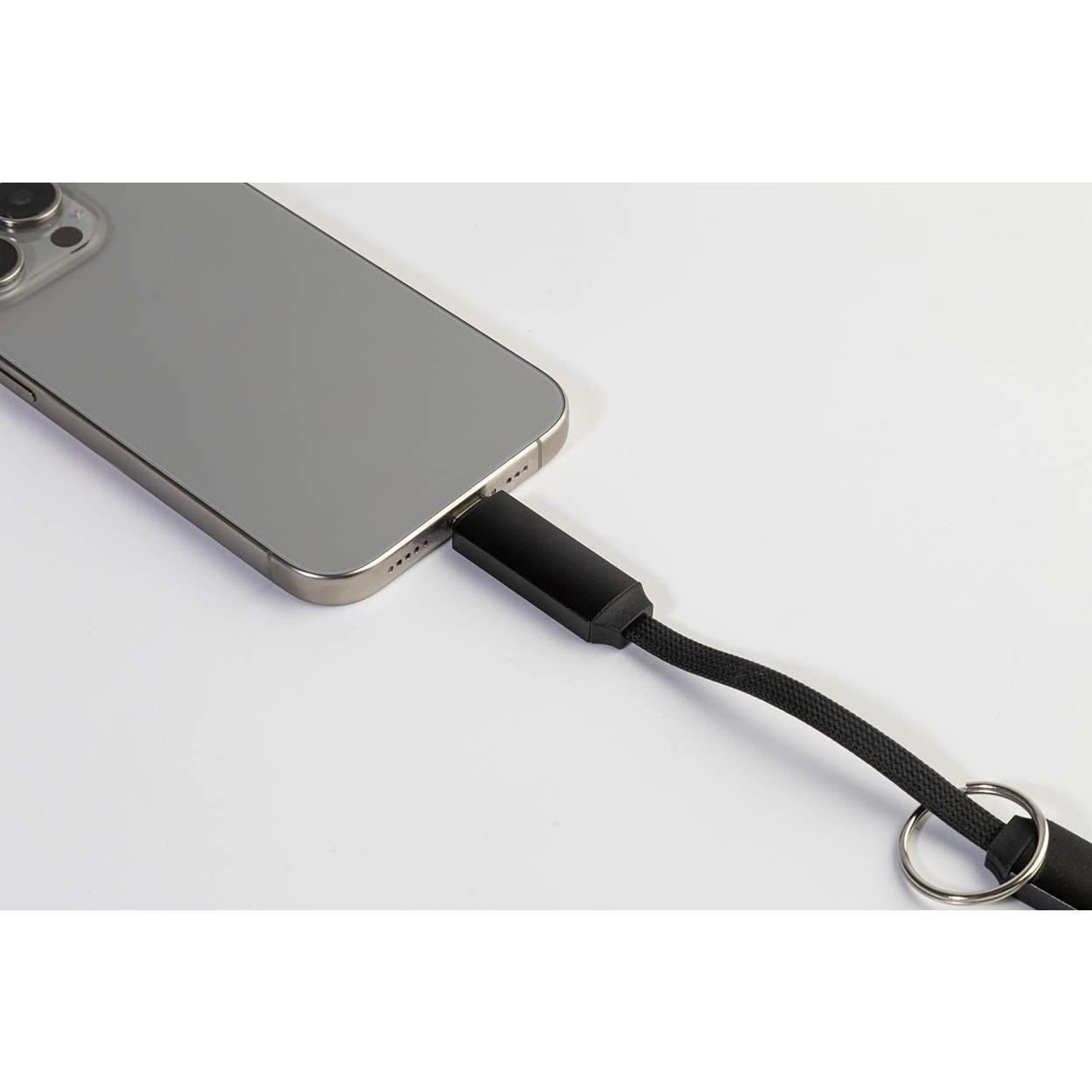Breloc cu cablu USB-C de 60 W Keycab Negru