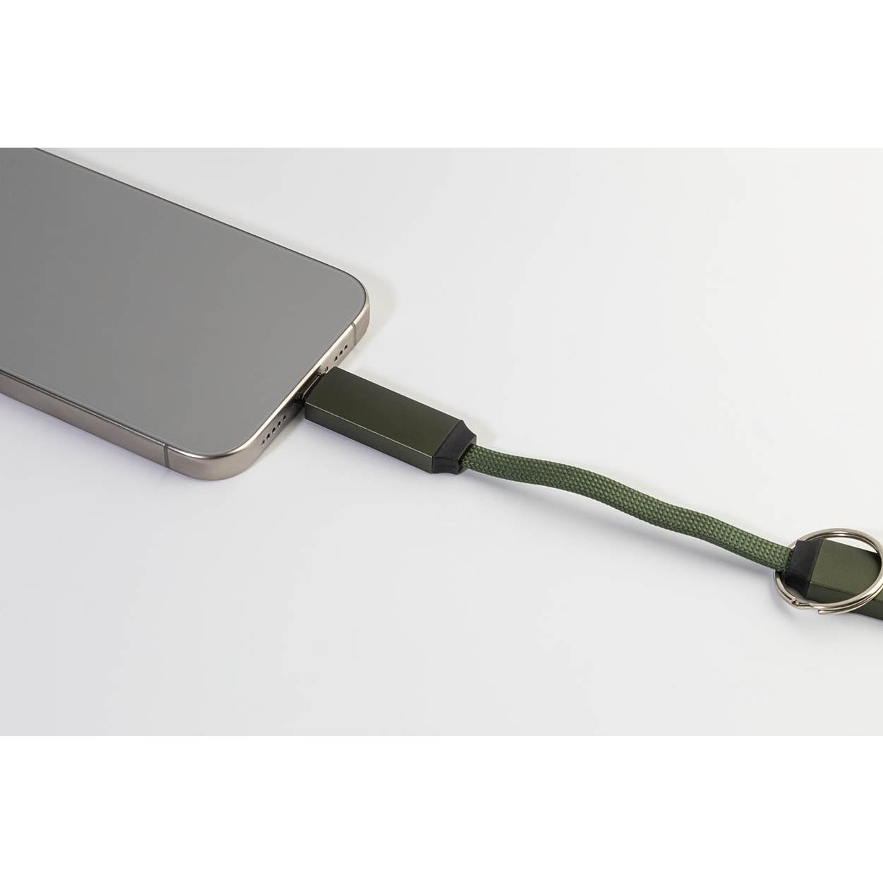 Breloc cu cablu USB-C de 60 W Keycab verde închis