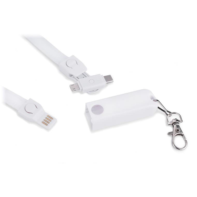 Lanyard Cablu USB 3 în 1 CONVEE alb