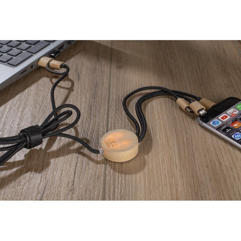 Cablu USB 4 în 1 Glowik Negru