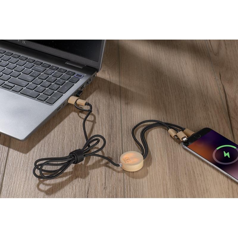 Cablu USB 4 în 1 Glowik Negru
