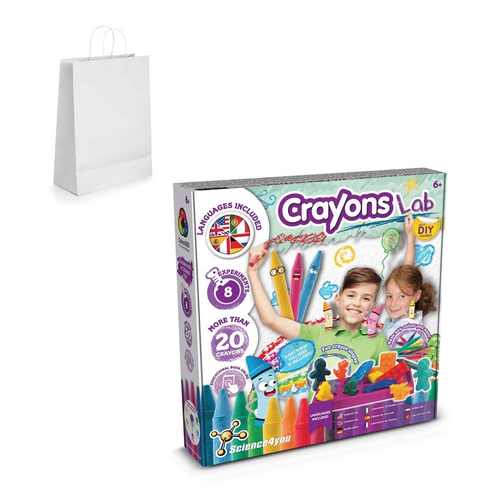 Crayon Factory Kit III. Joc educațional furnizat cu o pungă cadou din hârtie kraft (100 g/m²) Alb