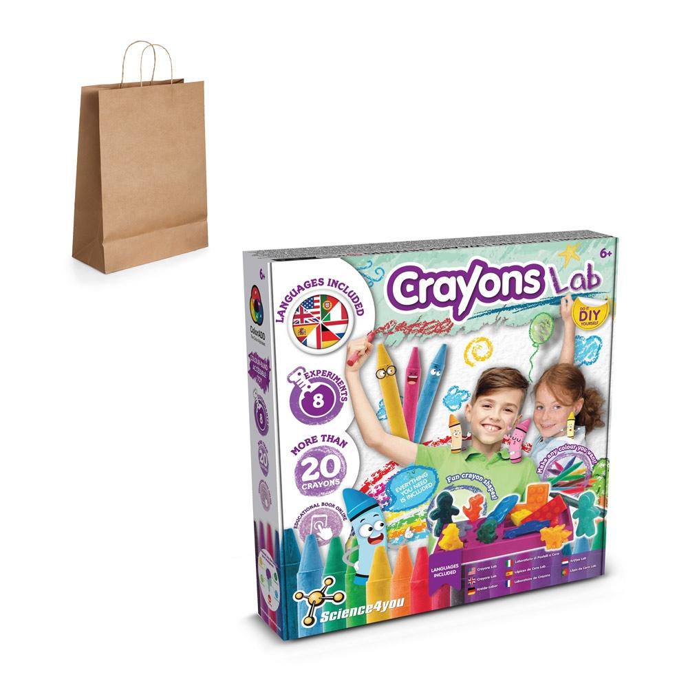 Crayon Factory Kit IV. Joc educațional furnizat cu o pungă cadou din hârtie kraft (115 g/m²) Natural