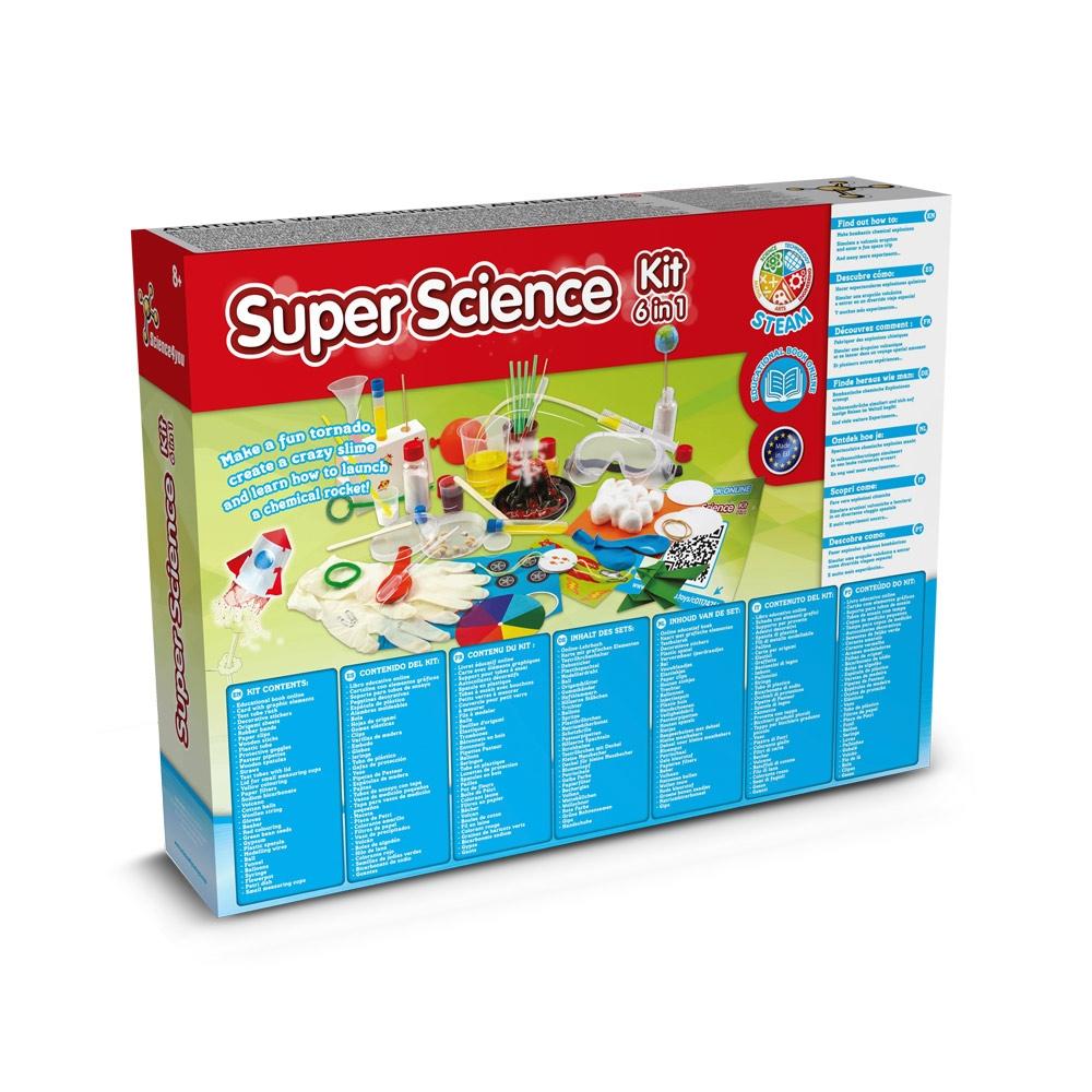 6 in 1 Super Science Kit II. Joc educațional furnizat cu o pungă cadou din hârtie kraft (100 g/m²) Alb