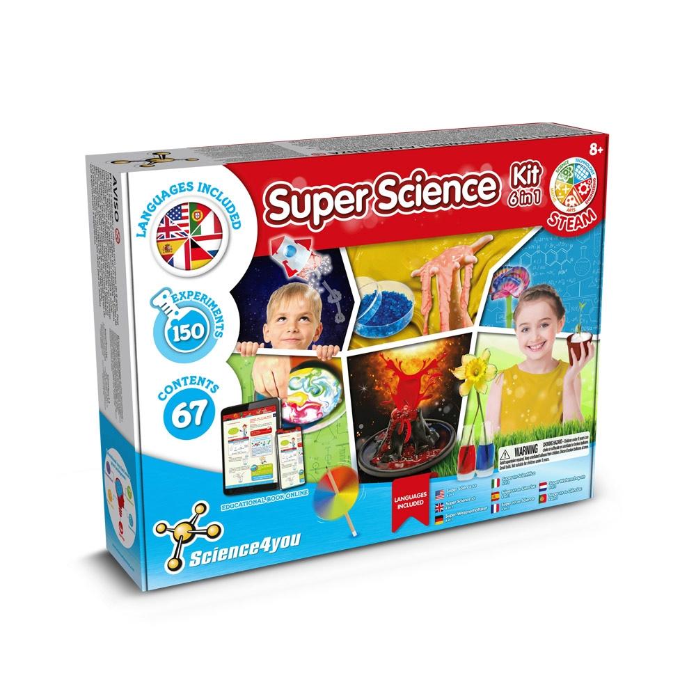 6 in 1 Super Science Kit III. Joc educațional furnizat cu o pungă cadou din hârtie kraft (115 g/m²) Natural