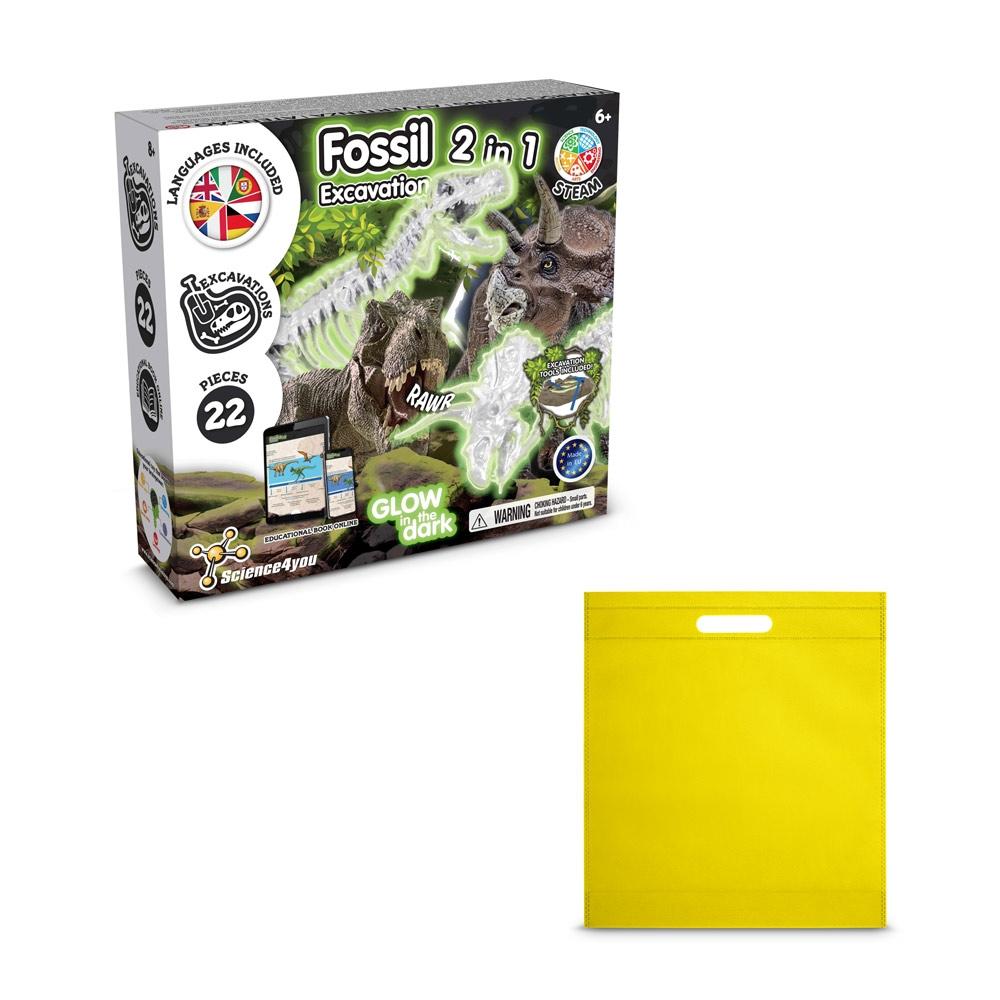 2 in 1 Fossil Excavation Kit IV. Joc educațional furnizat cu o pungă cadou nețesută (80 g/m²) Galben