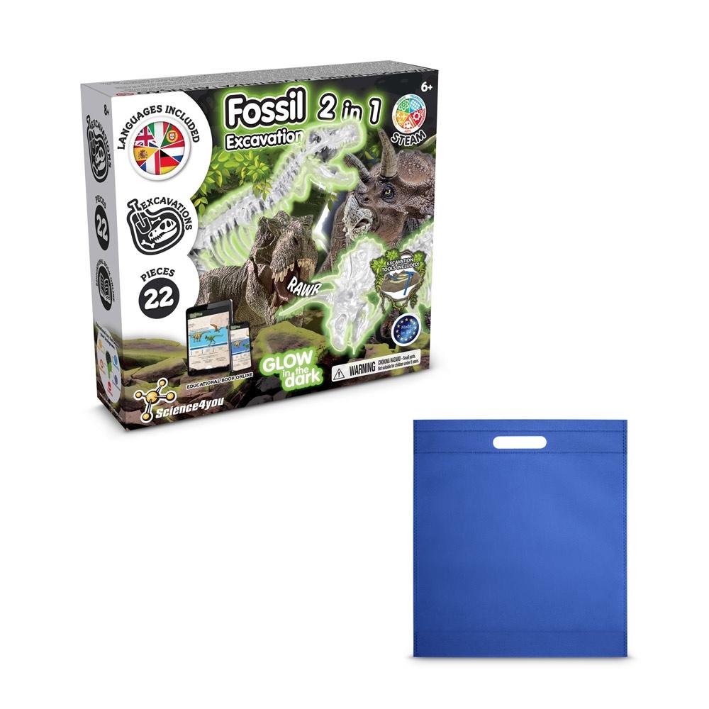 2 in 1 Fossil Excavation Kit IV. Joc educațional furnizat cu o pungă cadou nețesută (80 g/m²) Albastru Royal