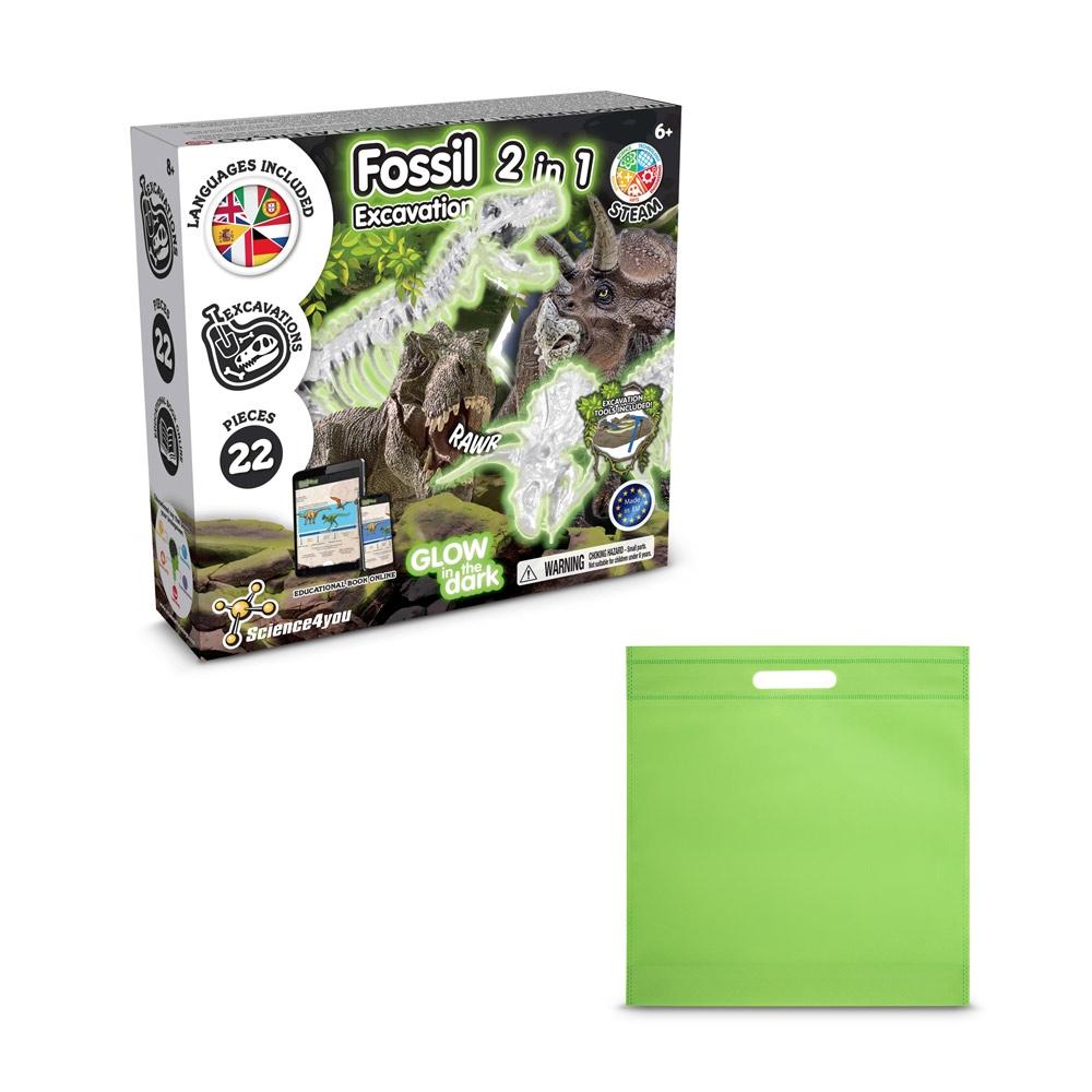 2 in 1 Fossil Excavation Kit IV. Joc educațional furnizat cu o pungă cadou nețesută (80 g/m²) Verde deschis